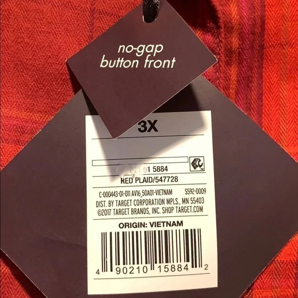 Ava & Viv Red Plaid Button Down Shirt Size 3X New - Picture 8 of 10